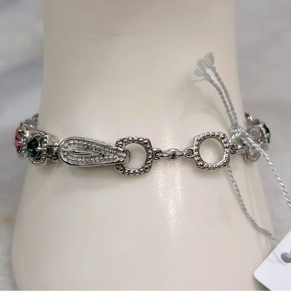SWAROVSKI Multicolor Crystal Silver Link Bracelet - Picture 15 of 15